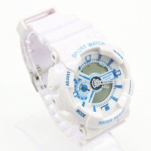Sanda Digital Watch Men's White Casual Military Style Multifunction Sports